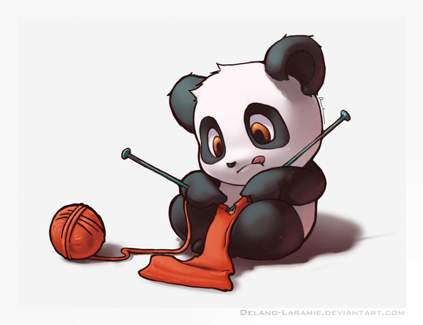 Un panda qui tricotte